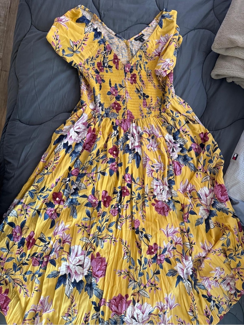 torrid Yellow Floral V-Neck Smocked Maxi Dress